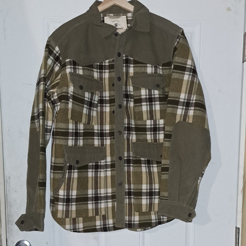 Men's Green Plaid Shirt Jacket